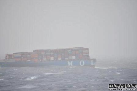 “MOL Comfort”號船頭部分掙脫拖船