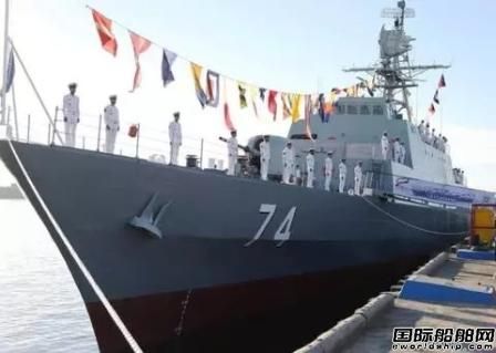 伊朗國(guó)內(nèi)建造隱形驅(qū)逐艦在海灣下水