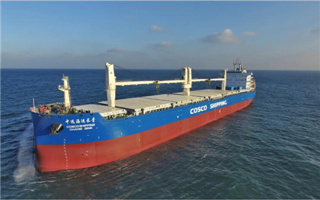 中遠(yuǎn)海運特運第6艘62000噸紙漿船命名交付