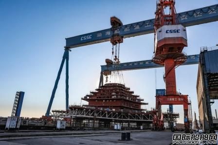 渤船重工建造“耕海1號”漁業二期綜合體平臺總體成型