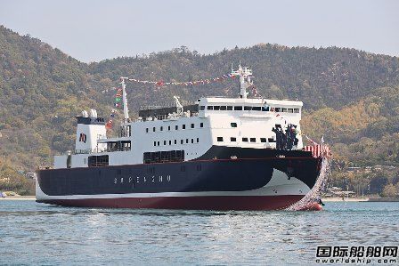 內海造船為臺航建造高速客滾船“澎湖”輪抵達高雄港