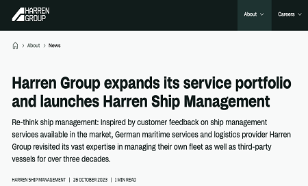 Harren集團推出全新船舶管理品牌“Harren Ship Management”