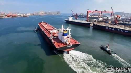 北海造船為CMB建造21萬(wàn)噸氨預(yù)留散貨船出海試航