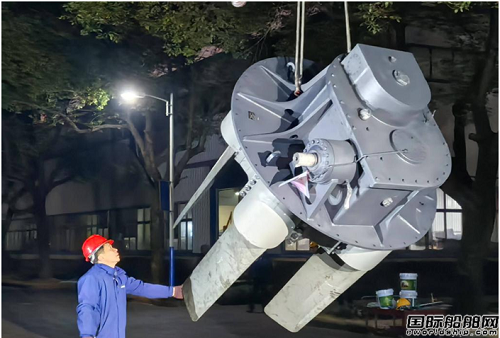 國內目前最大直翼舵槳完成臺架試車檢驗交付船廠