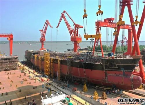 破紀錄！蕪湖造船廠18500噸化學品船主船體10天貫通