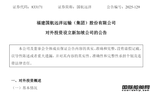 拓展全球布局！國航遠洋擬設立新加坡公司